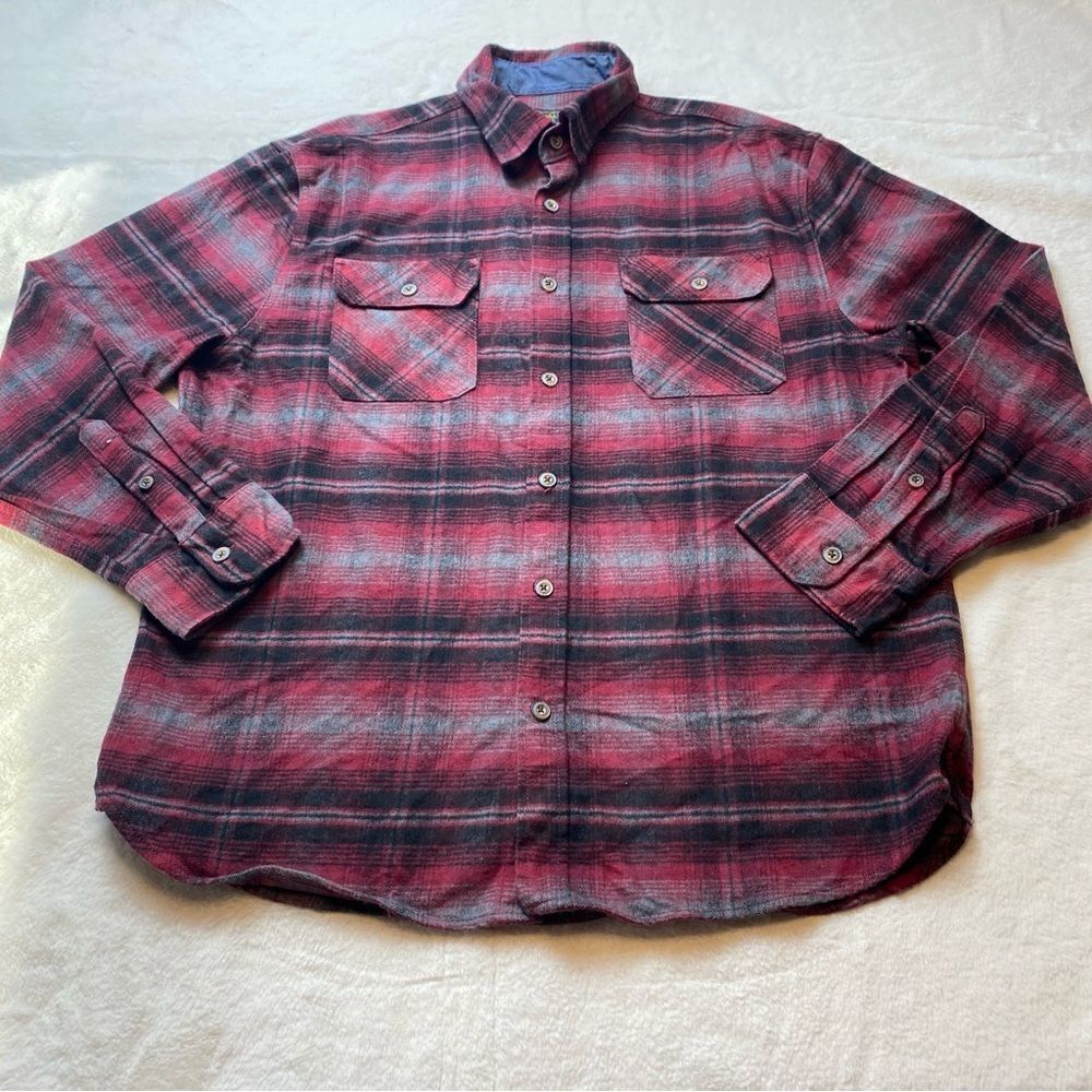 Jachs Brawny Flannel Red Black Gray Plaid Shirt Size XL